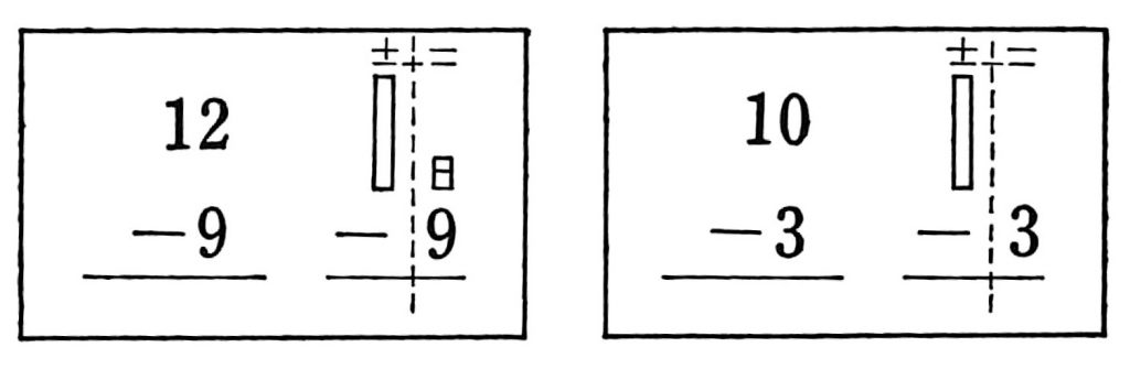 くりさがりのあるひき算の計算カード